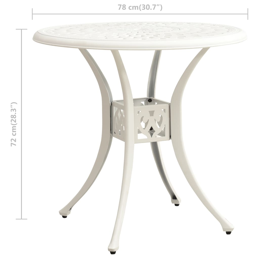 vidaXL طاولة حديقة أبيض 78×78×72 سم ألومنيوم مصبوب