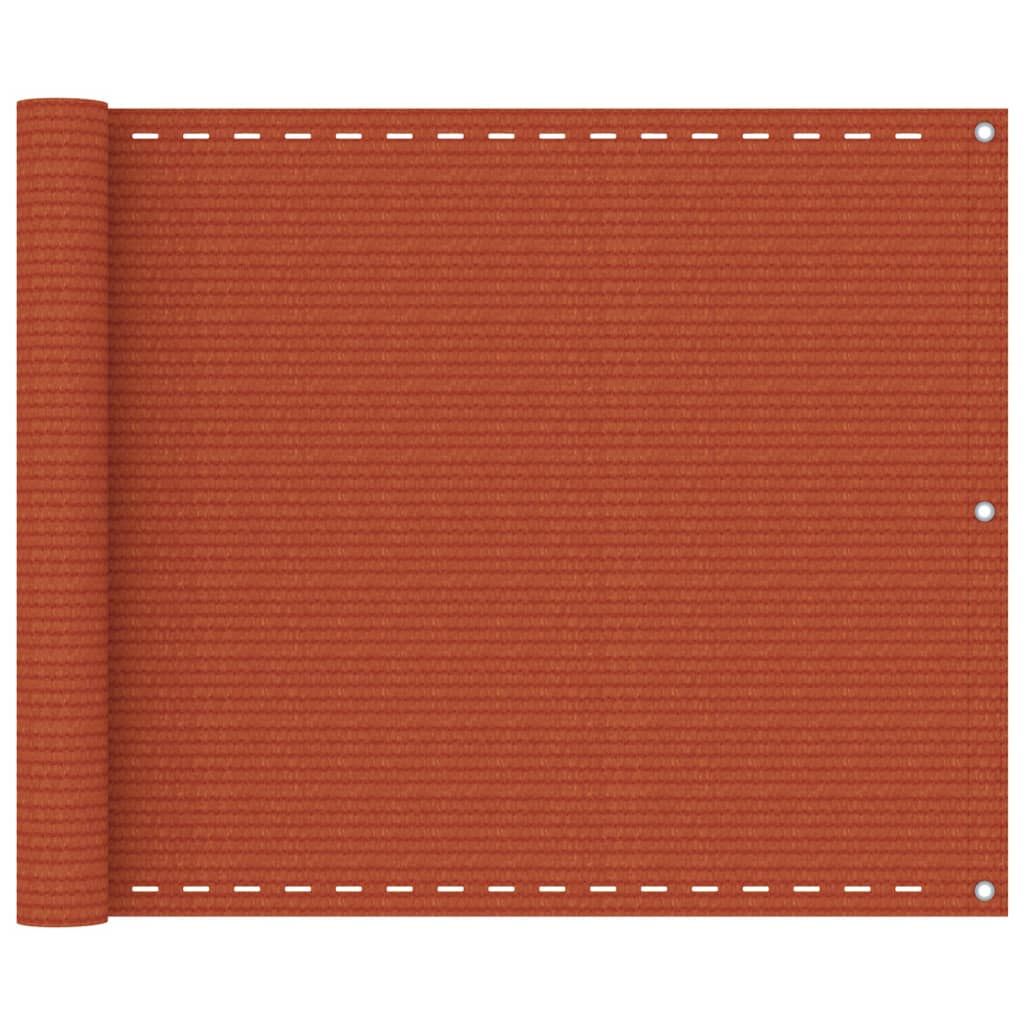 vidaXL حاجز شرفة برتقالي 75×300 سم HDPE