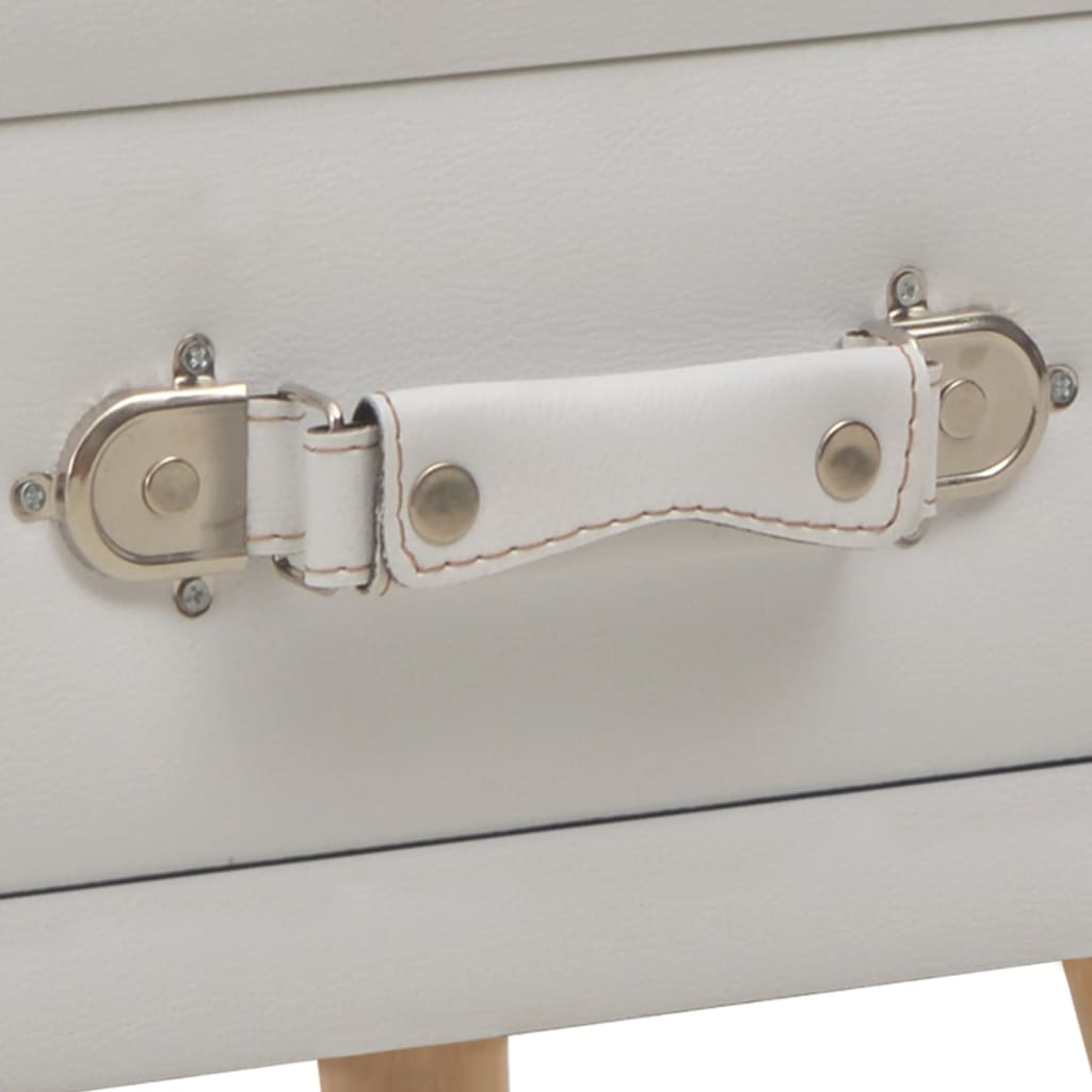 vidaXL خزانة سرير جانبية أبيض 40×35×40 سم جلد صناعي