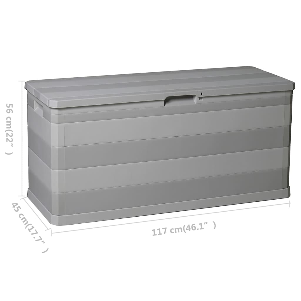 vidaXL صندوق تخزين للحديقة رمادي 117×45×56 سم