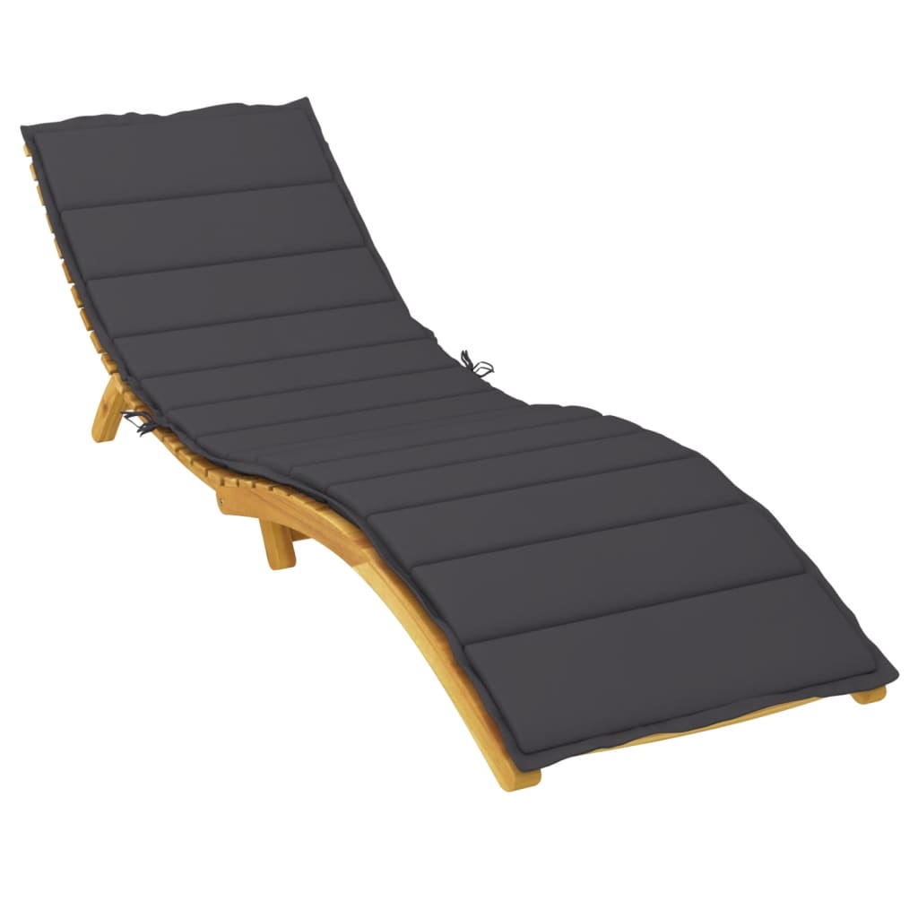 vidaXL وسادة كرسي تشمس أسود 200×60×3 سم قماش
