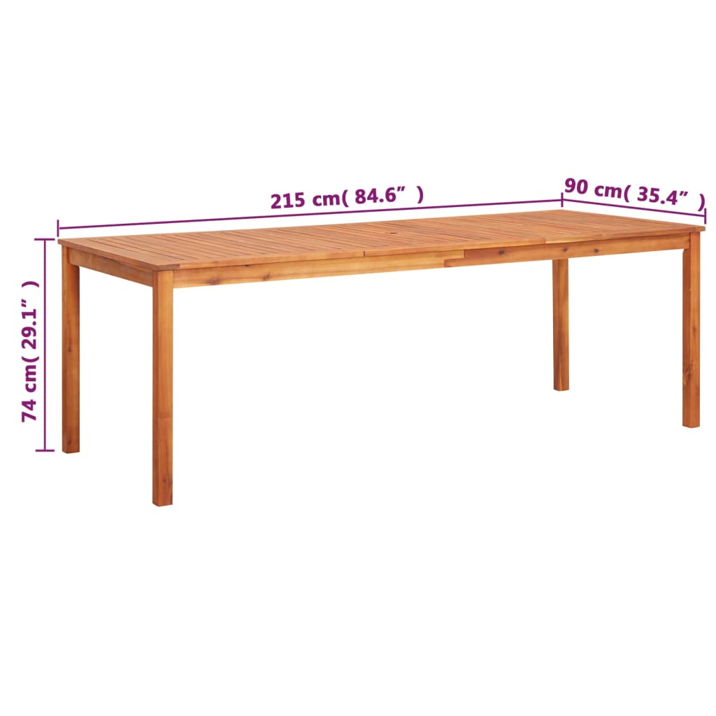 vidaXL طاولة حديقة 215×90×74 سم خشب سنط صلب