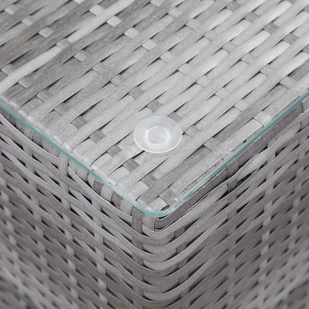 vidaXL طاولة جانبية مع سطح زجاجي رمادي 35×35×52 سم بولي روطان