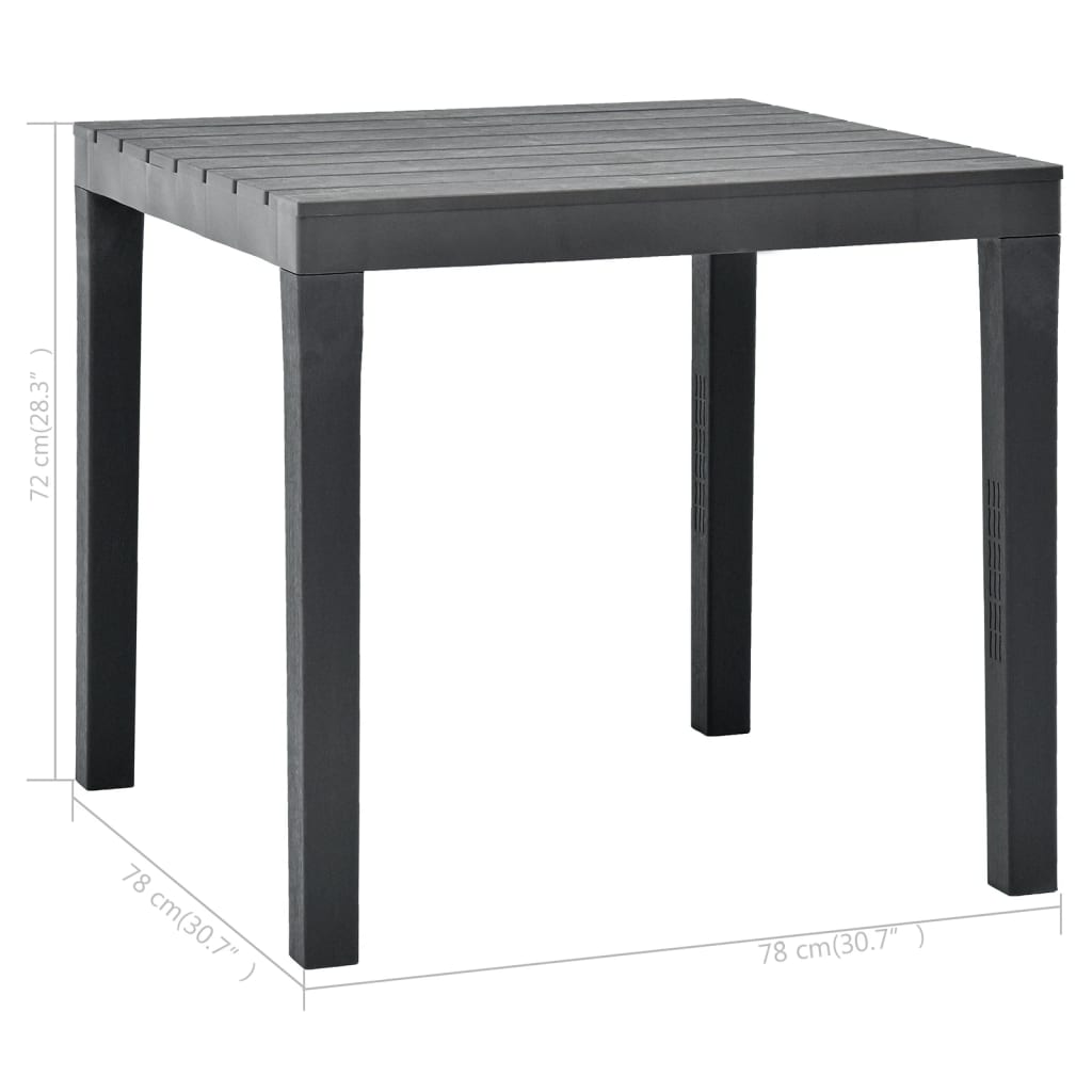 vidaXL طاولة حديقة أنثراسيت 78×78×72 سم بلاستيك