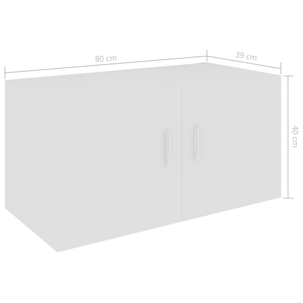 vidaXL خزانة مركبة على الحائط أبيض 80×39×40 سم خشب حبيبي