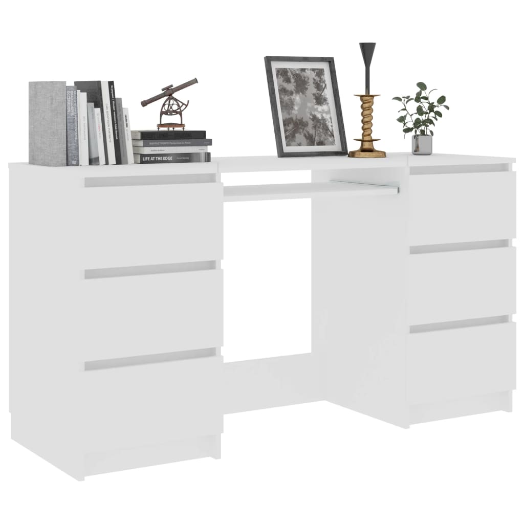 vidaXL مكتب كتابة لون أبيض 140×50×77 سم خشب صناعي