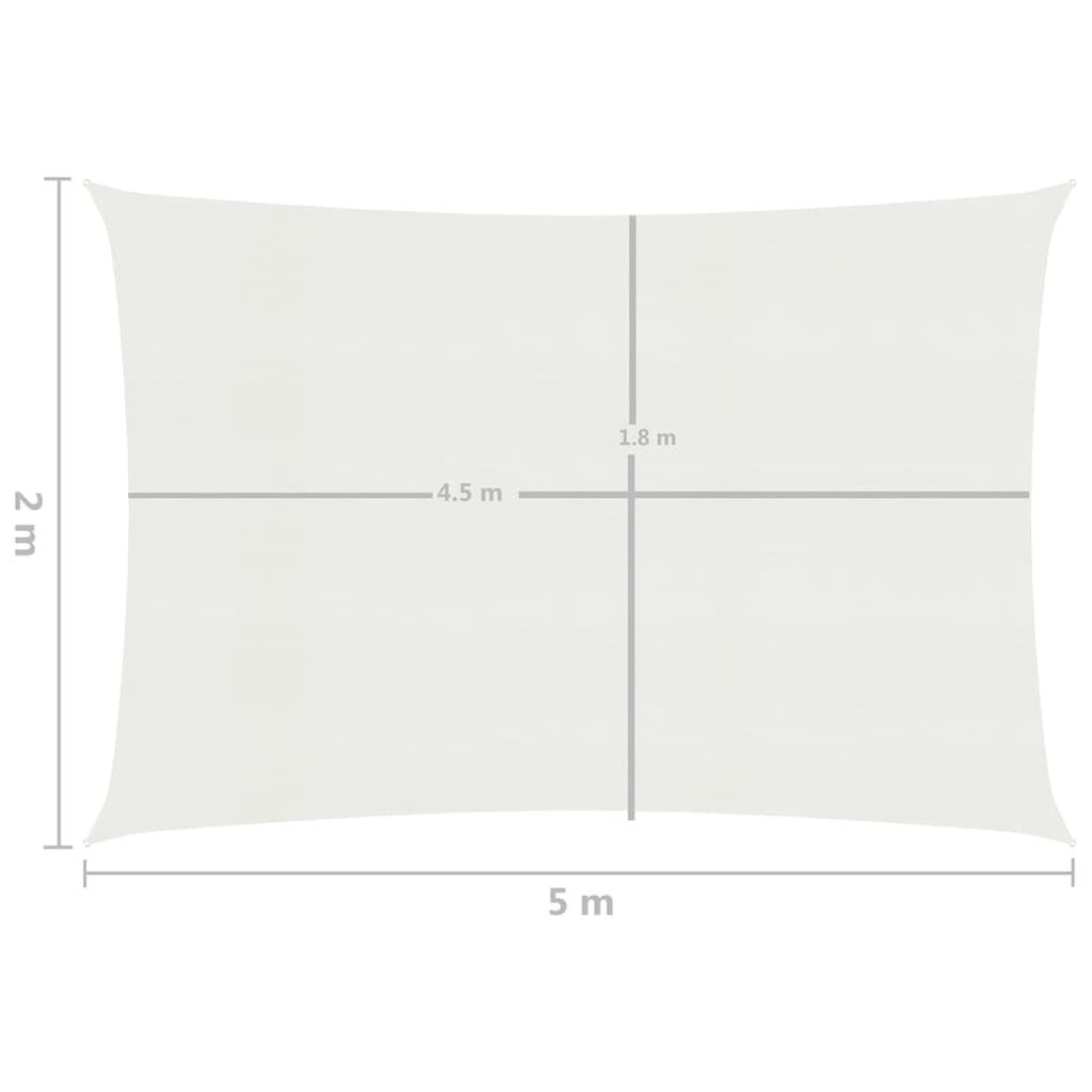 vidaXL مظلة شراعية 160 جم/م² أبيض 2×5 م HDPE