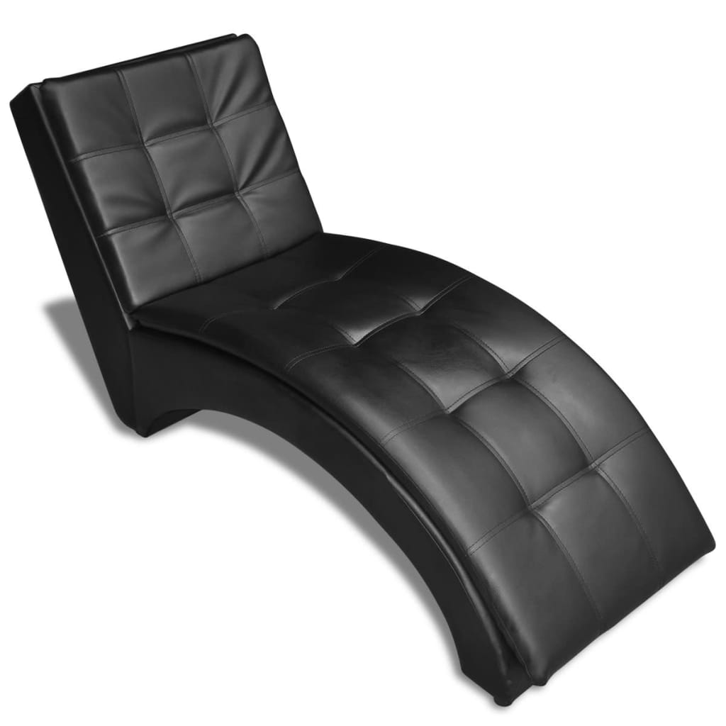 vidaXL كرسي كنب طويل مع وسادة جلد صناعي أسود