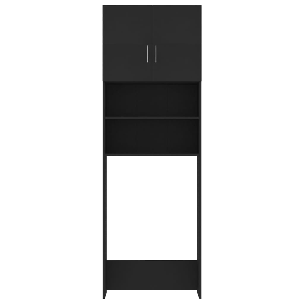 vidaXL خزانة غسالة أسود 64×25.5×190 سم خشب حبيبي