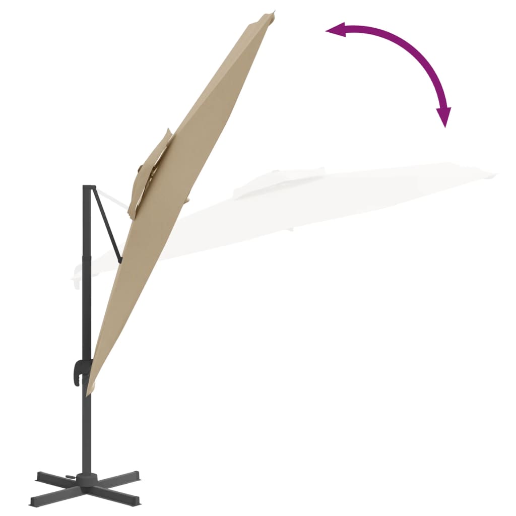 vidaXL مظلة كابولي بسقف مزدوج رمادي بني 300×300 سم