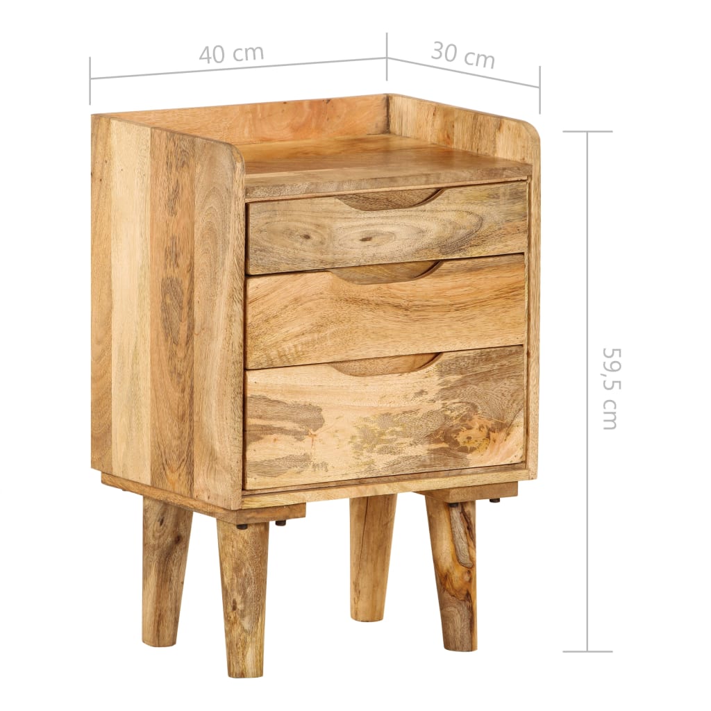 vidaXL خزانة جانب السرير خشب مانجو صلب 40×30×59.5 سم