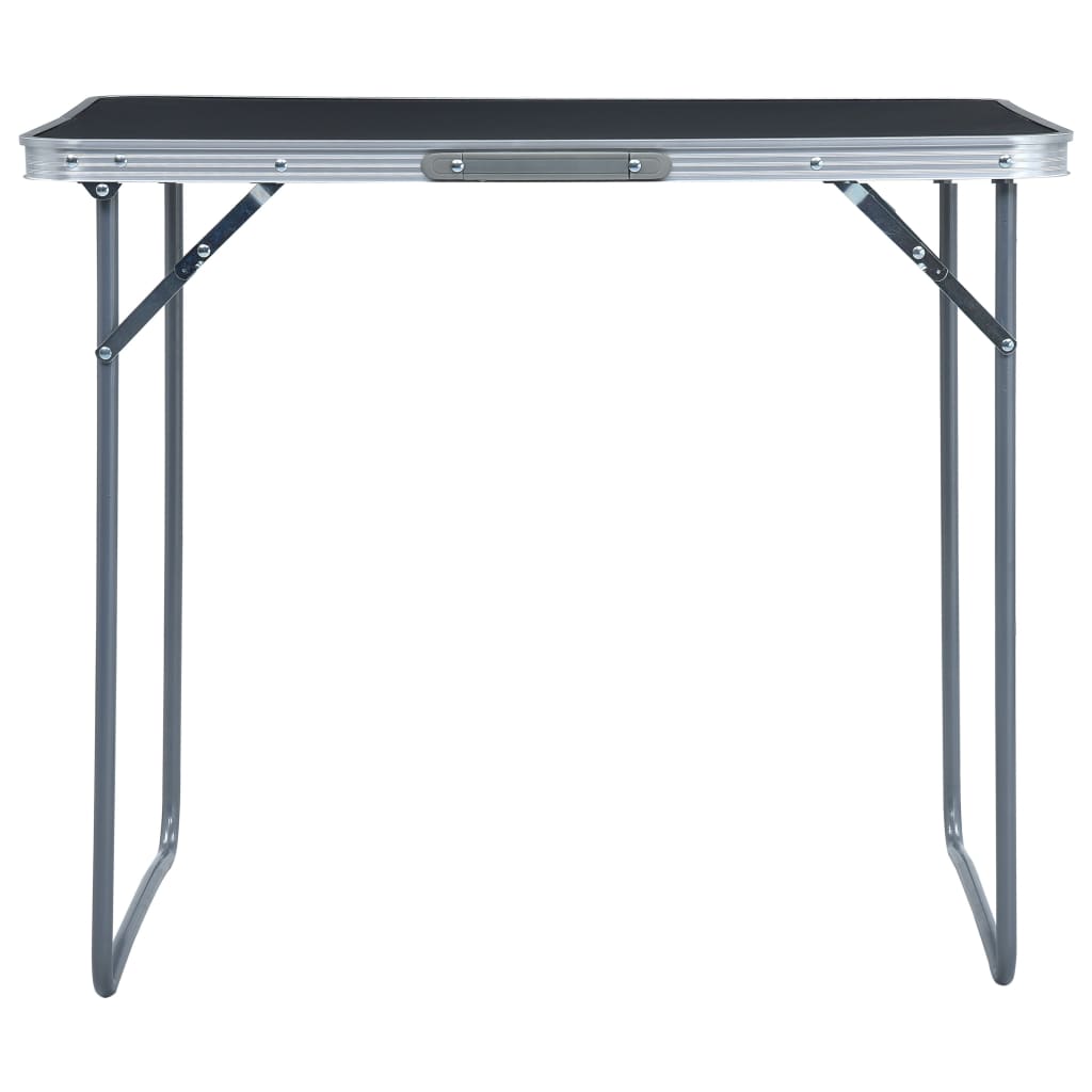 vidaXL طاولة تخييم قابلة للطي بإطار معدني 80×60 سم رمادي