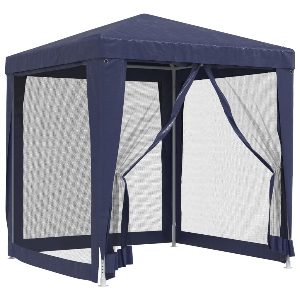 vidaXL خيمة حفلات مع 4 جدران جانبية شبكية أزرق 2×2 م HDPE