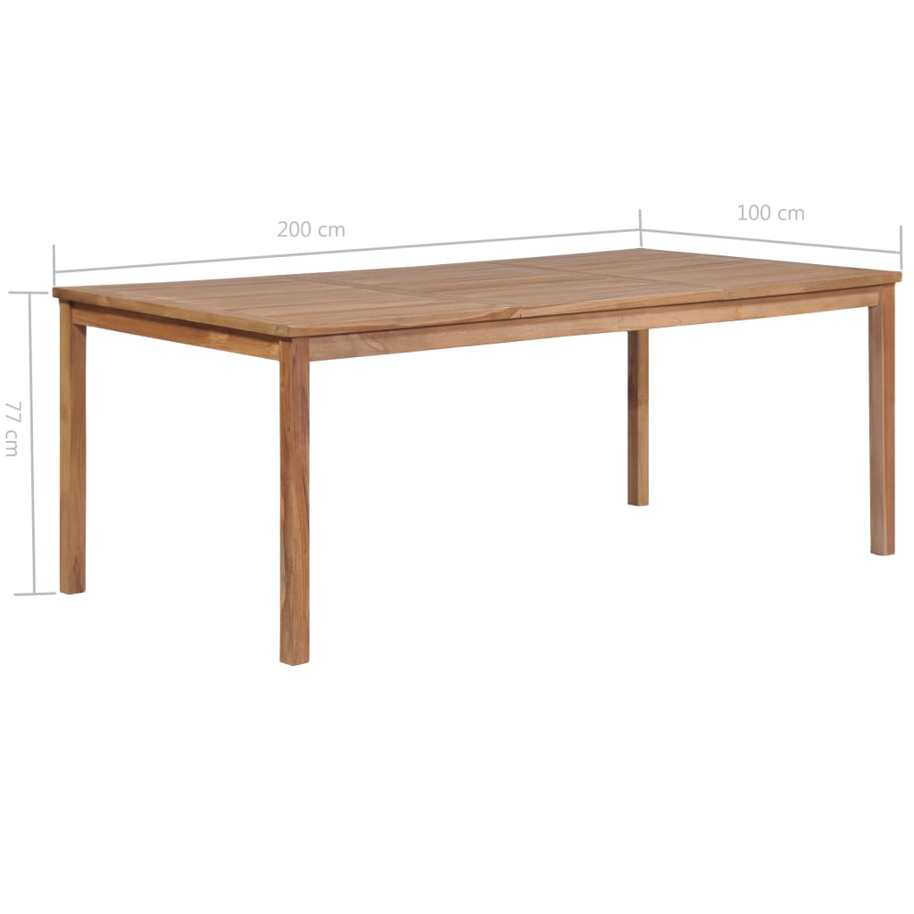 vidaXL طاولة حديقة 200×100×77 سم خشب ساج صلب