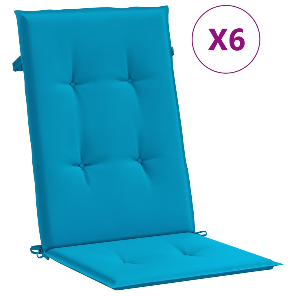 vidaXL وسائد كرسي حديقة 6 ق أزرق 120×50×3 سم