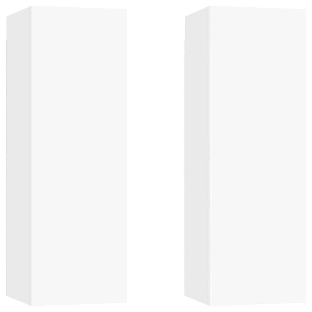 vidaXL خزانات تلفزيون 2 ق أبيض 30.5×30×90 سم خشب مضغوط