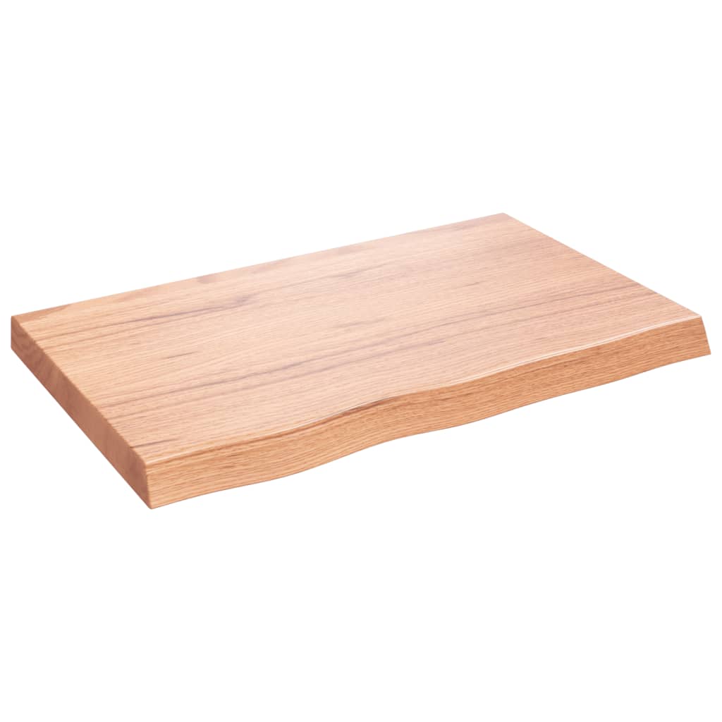 vidaXL سطح طاولة كاونتر حمام لون بني فاتح 80*50*(2-6) سم خشب صلب معالج