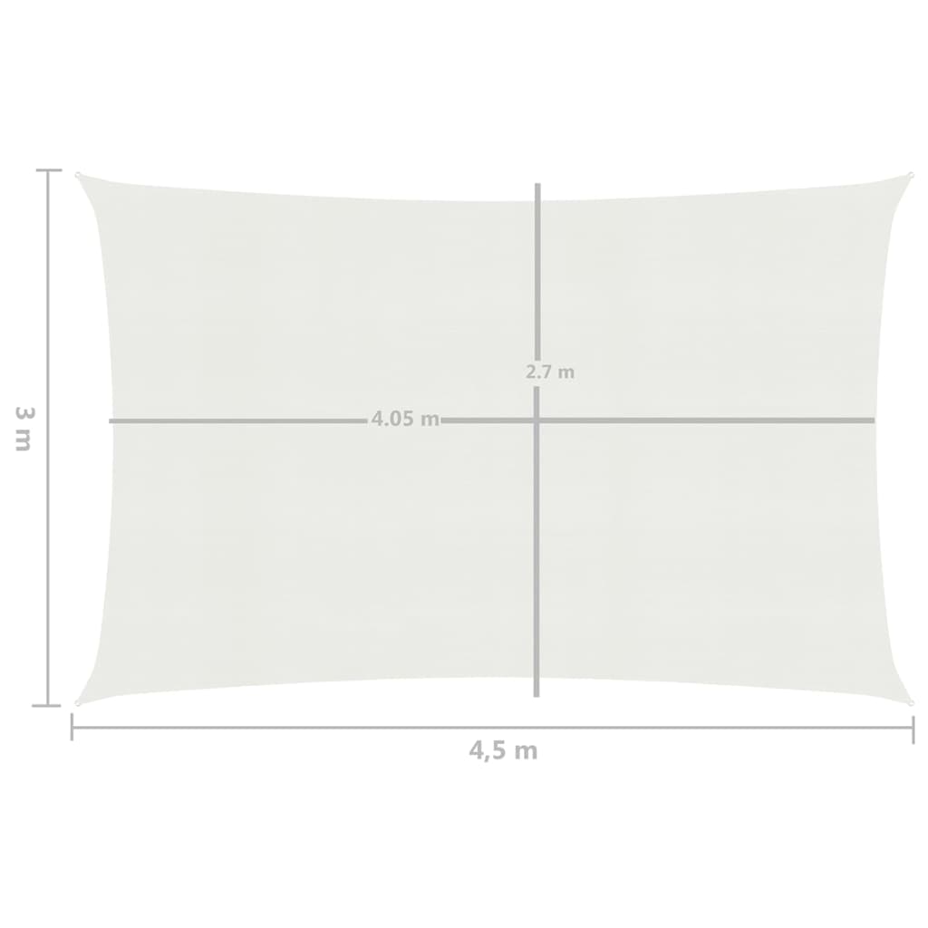 vidaXL مظلة شراعية 160 جم/م² أبيض 3×4.5 م HDPE