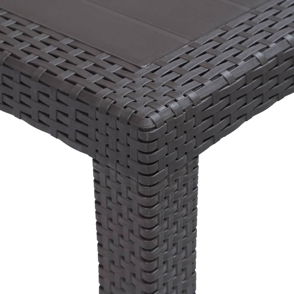 vidaXL طاولة حديقة بني 220×90×72 سم بلاستيك بمظهر روطان