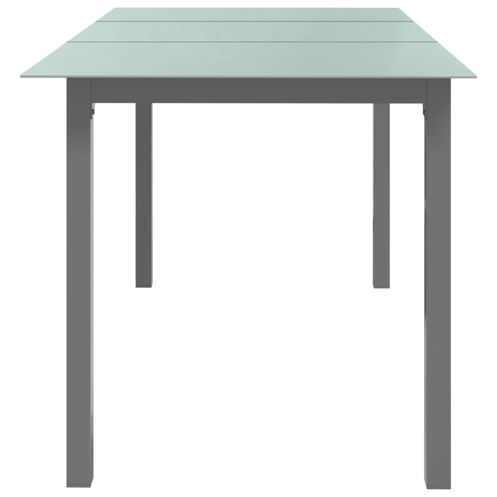 vidaXL طاولة حديقة رمادى فاتح 150×90×74 سم ألومنيوم وزجاج