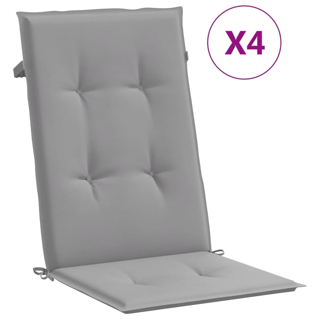 vidaXL وسائد كرسي حديقة 4 ق رمادي 120×50×3 سم