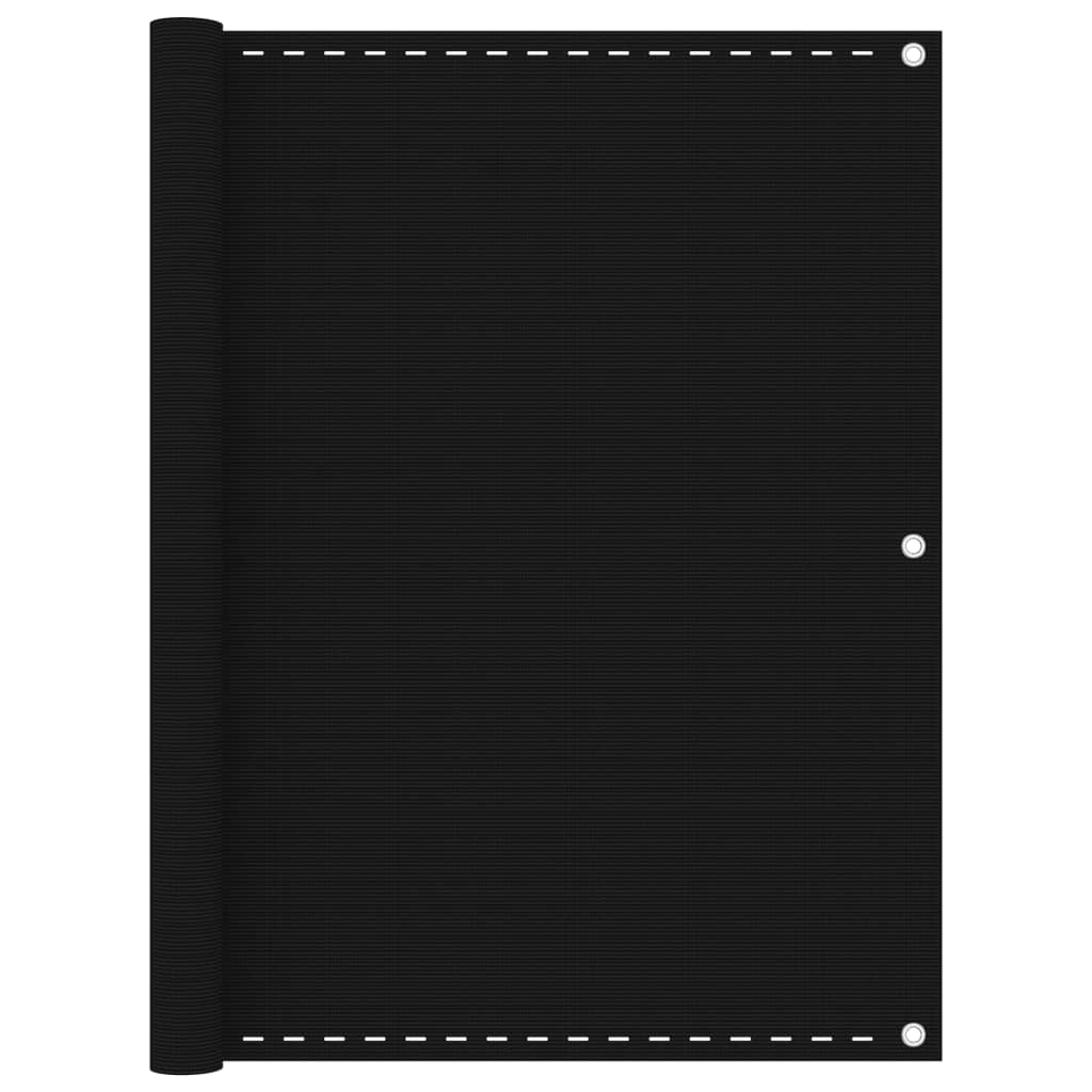 vidaXL ساتر شرفة أسود 120×400 سم HDPE