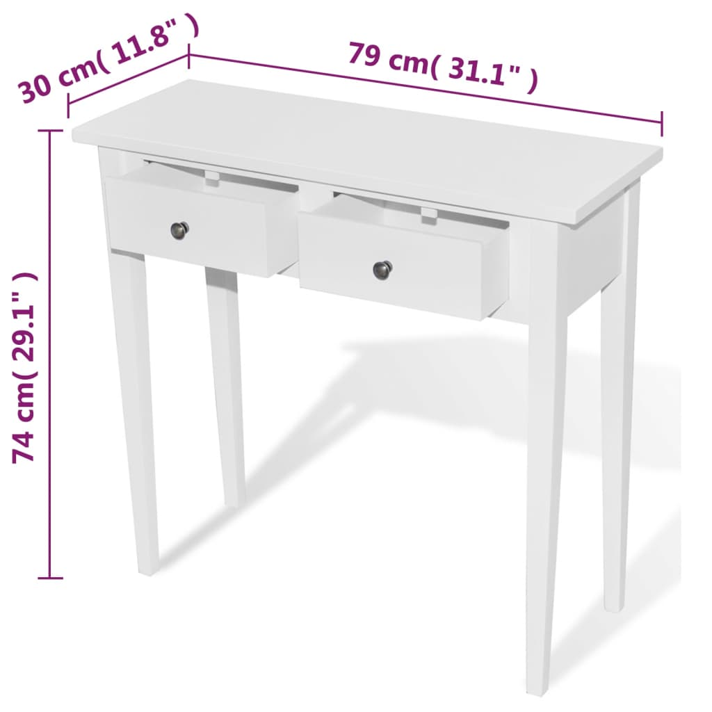 vidaXL طاولة تسريحة كونسول بدرجين أبيض