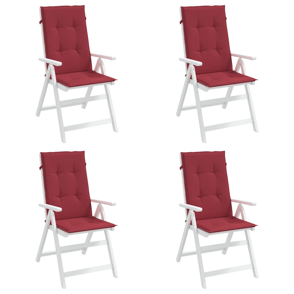 vidaXL وسائد كرسي حديقة 4 ق أحمر خمري 120×50×3 سم