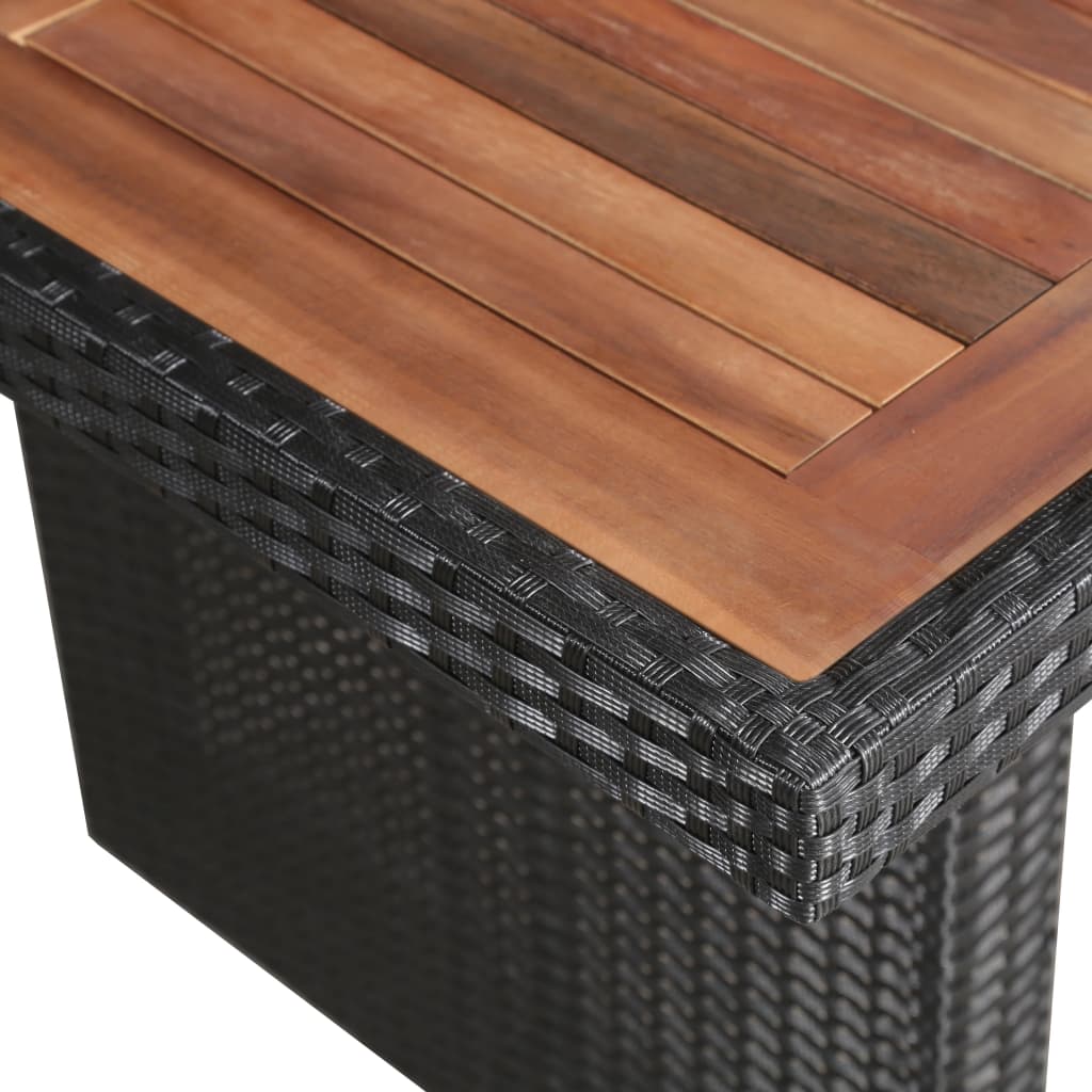 vidaXL طاولة حديقة 240×90×74 سم بولي روطان وخشب أكاسيا صلب