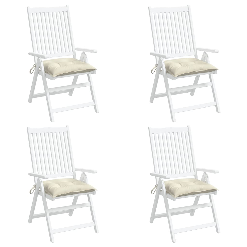 vidaXL وسائد كرسي 4 ق أبيض كريمي 40×40×7 سم
