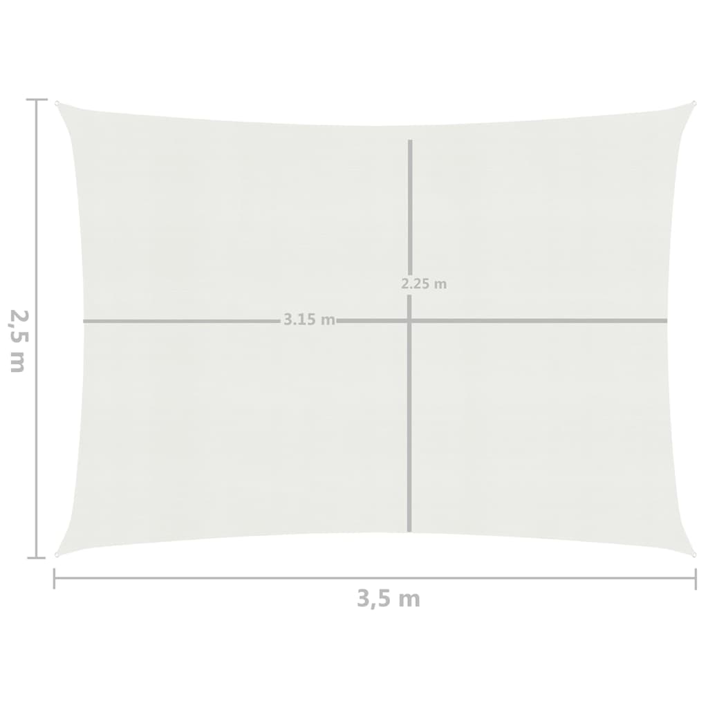 vidaXL مظلة شراعية 160 جم/م² أبيض 2.5×3.5 م HDPE