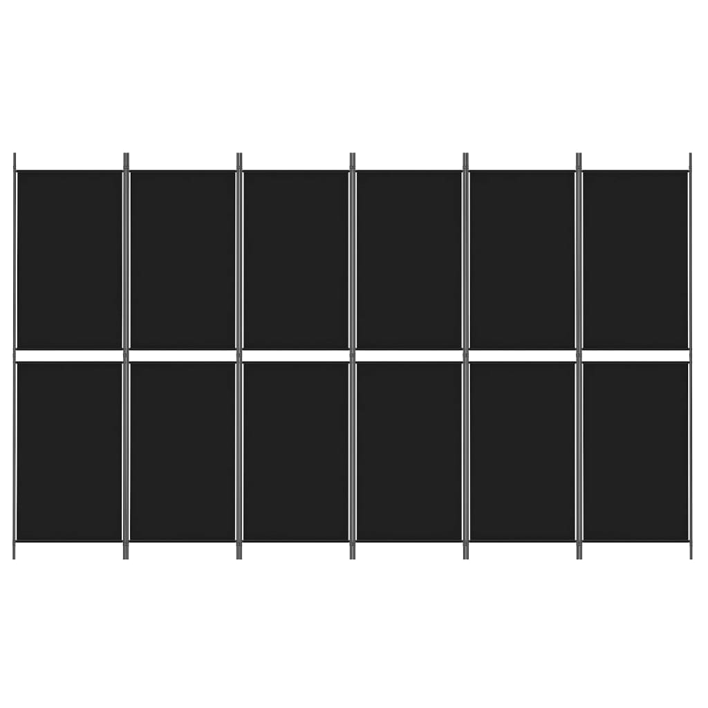 vidaXL مقسم غرفة 6-ألواح أسود 300×180 سم قماش