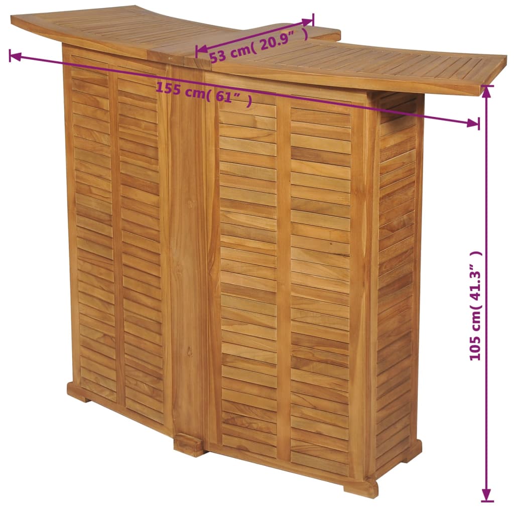 vidaXL طاولة بار قابلة للطي 155×53×105 سم خشب ساج صلب