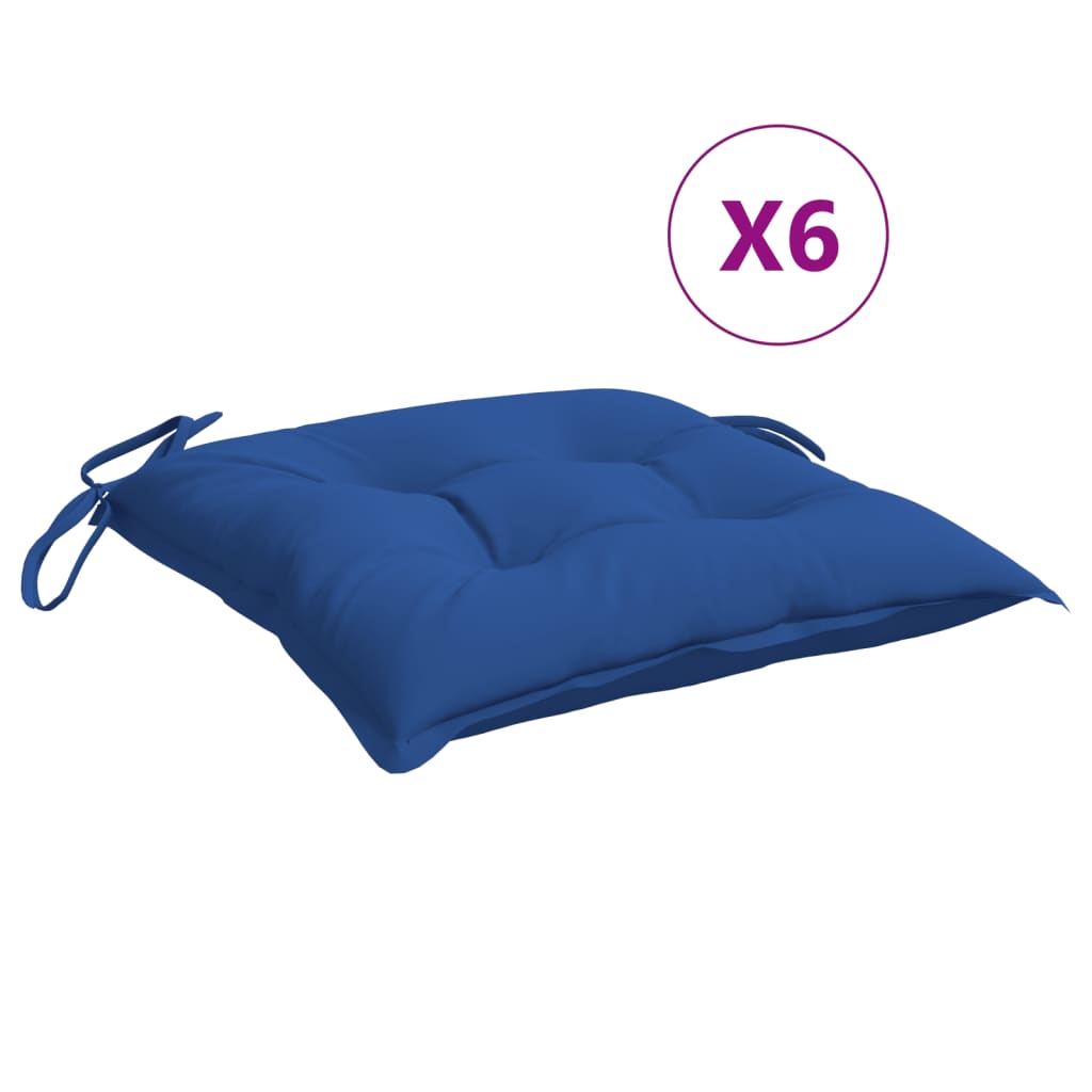vidaXL وسائد كرسي 6 ق أزرق 50×50×7 سم قماش