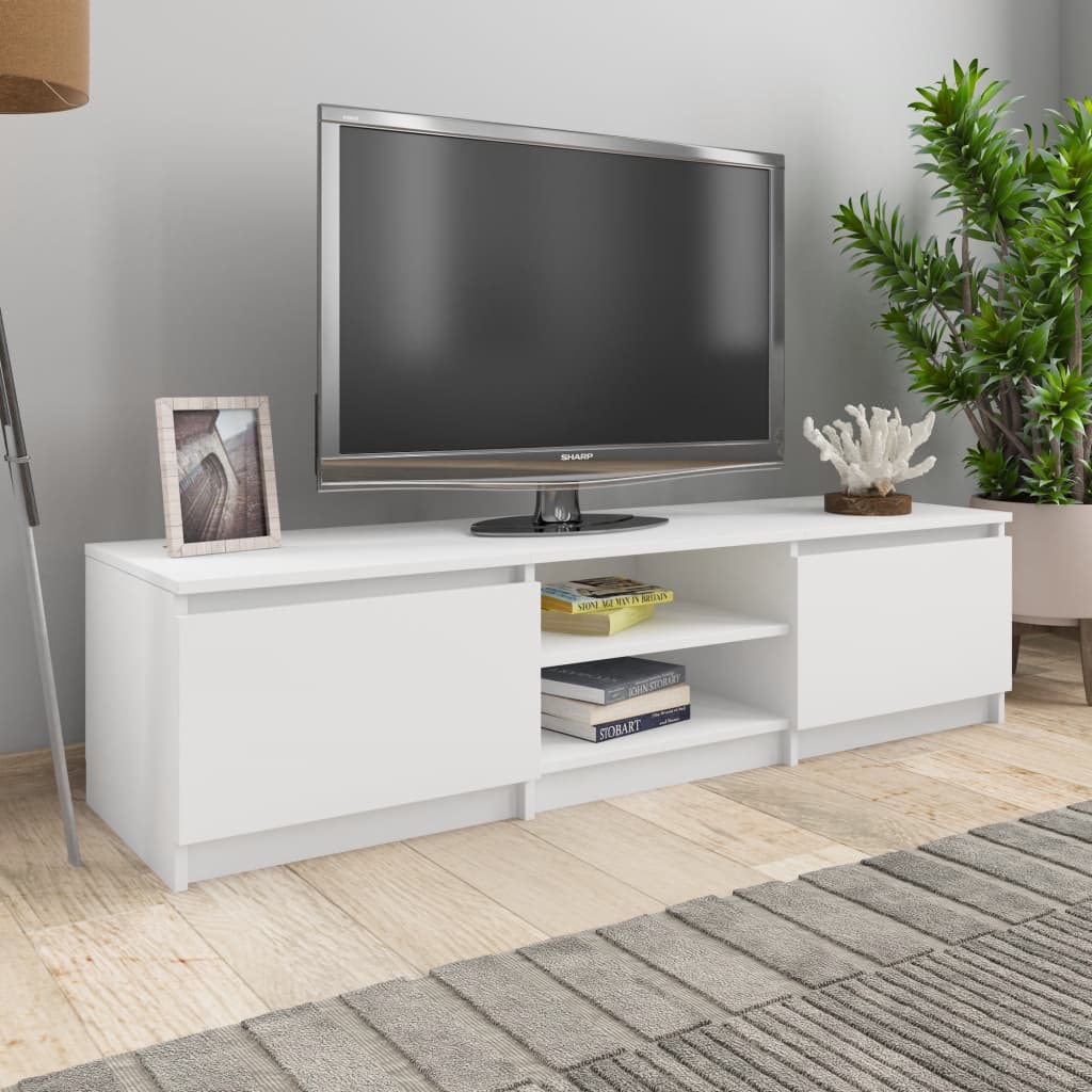 vidaXL خزانة تلفزيون أبيض 140×40×35.5 سم خشب حبيبي