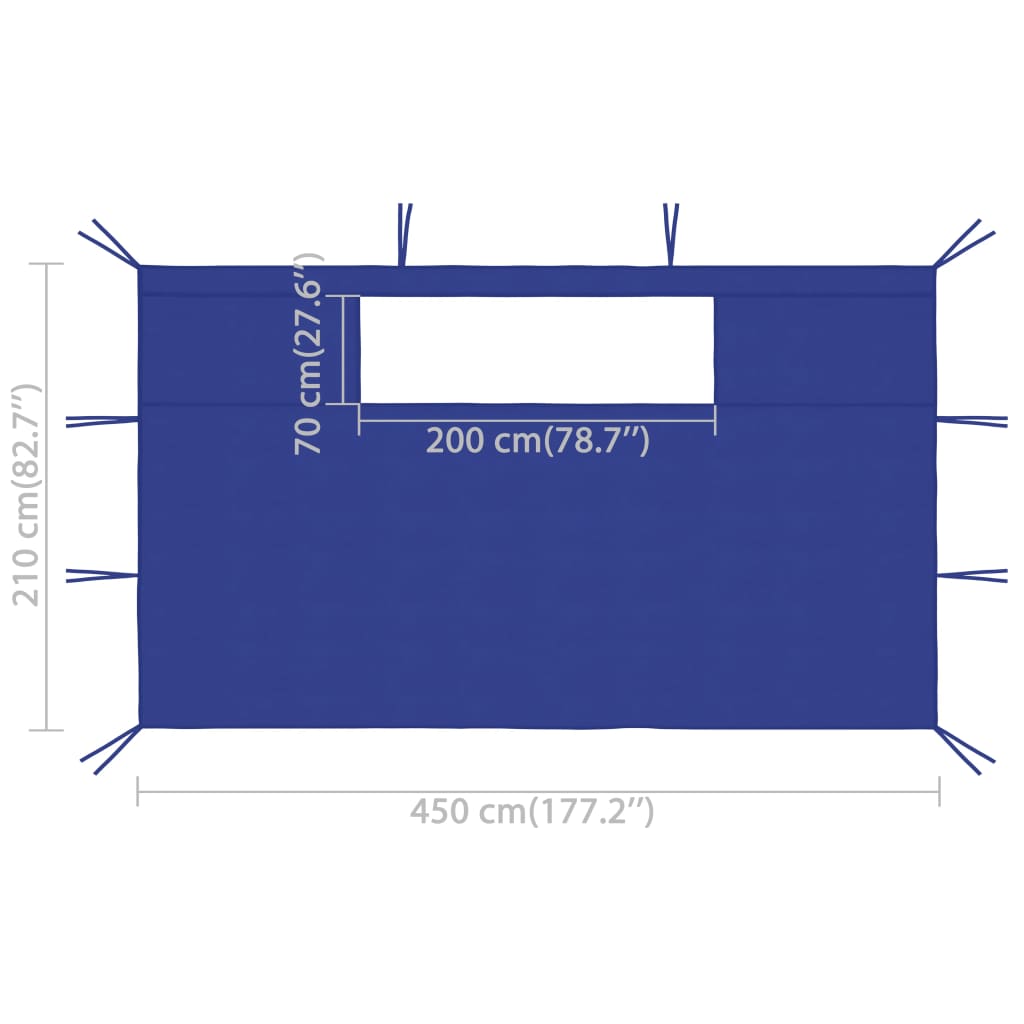 vidaXL جدران جازيبو جانبية مع نوافذ 2 ق 4.5×2.1 م أزرق 70 جم/م²