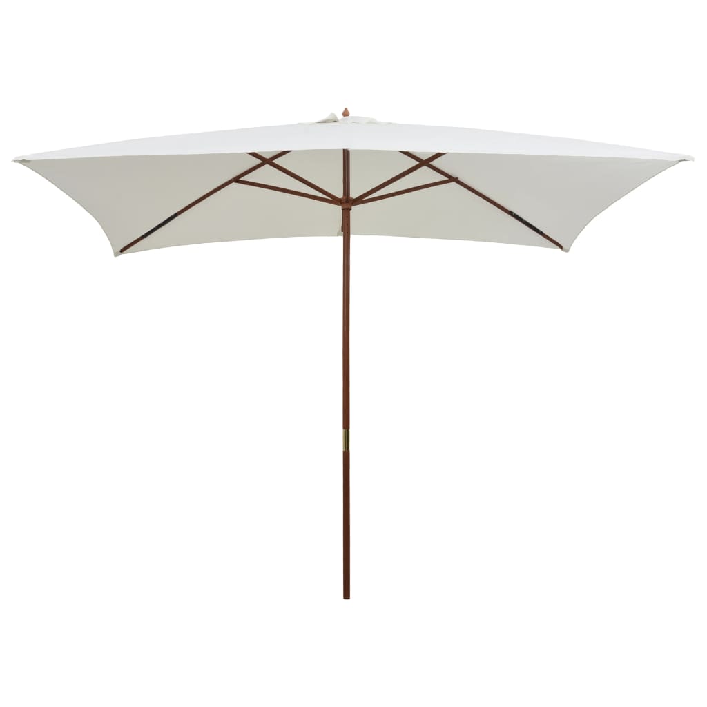 vidaXL مظلة 200×300 سم عمود خشبي أبيض كريمي
