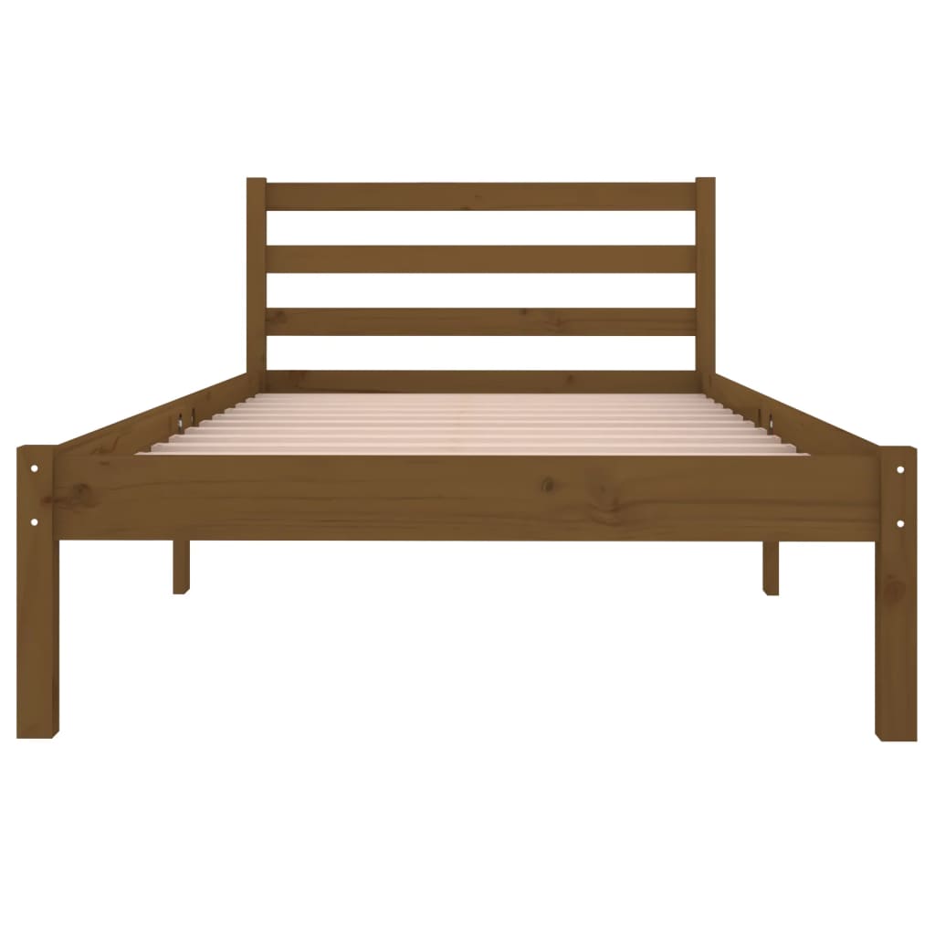 vidaXL إطار سرير خشب صنوبر صلب 90×200 سم بني عسلي