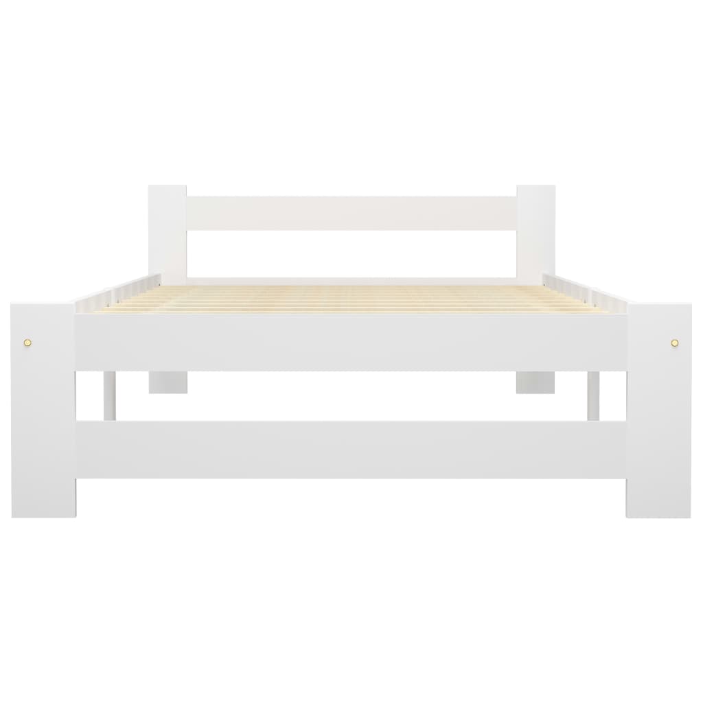 vidaXL إطار سرير أبيض خشب صنوبر صلب 90×200 سم