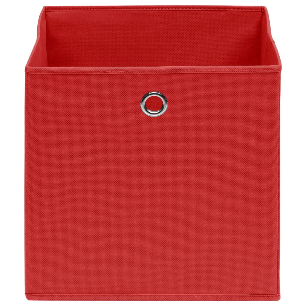 vidaXL صناديق تخزين 10 ق أحمر 32×32×32 سم قماش
