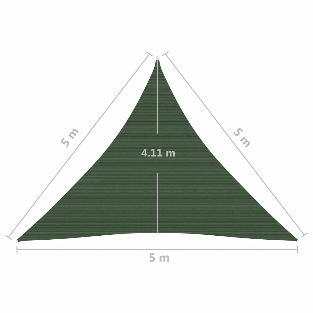 vidaXL مظلة شراعية 160 جم/م² أخضر داكن 5×5×5 م HDPE