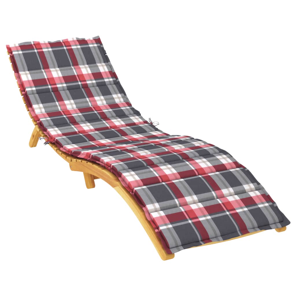 vidaXL وسادة كرسي تشمس نمط كاروهات أحمر 200×60×3 سم قماش
