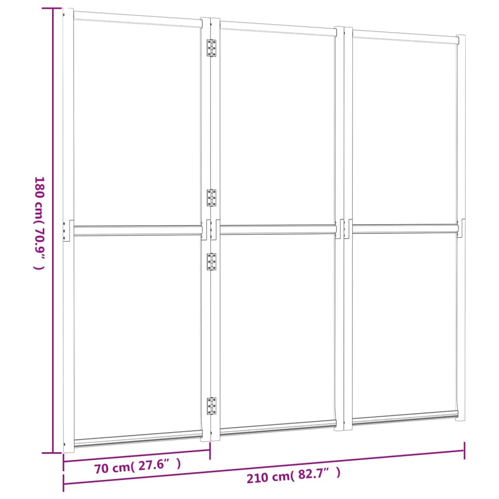vidaXL مقسم غرفة ذو 3 ألواح أسود 210×180 سم