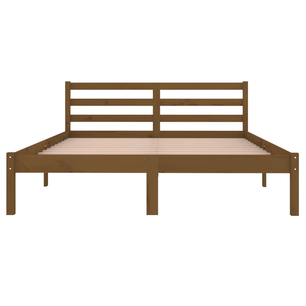 vidaXL إطار سرير خشب صنوبر صلب 140×200 سم بني عسلي