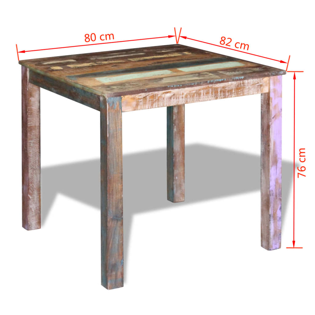 vidaXL طاولة طعام خشب صلب مستصلح 80×82×76 سم