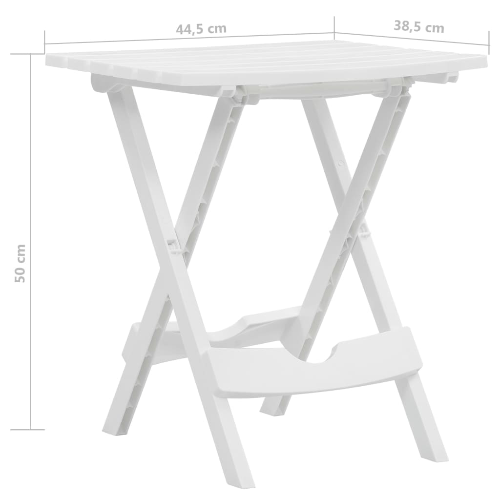 vidaXL طاولة حديقة قابلة للطي 45.5×38.5×50 سم أبيض