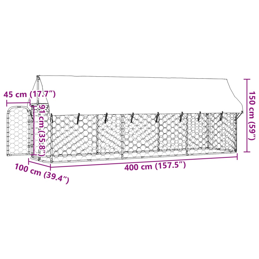 vidaXL منزل كلب خارجي مع سقف 150x100x400 سم