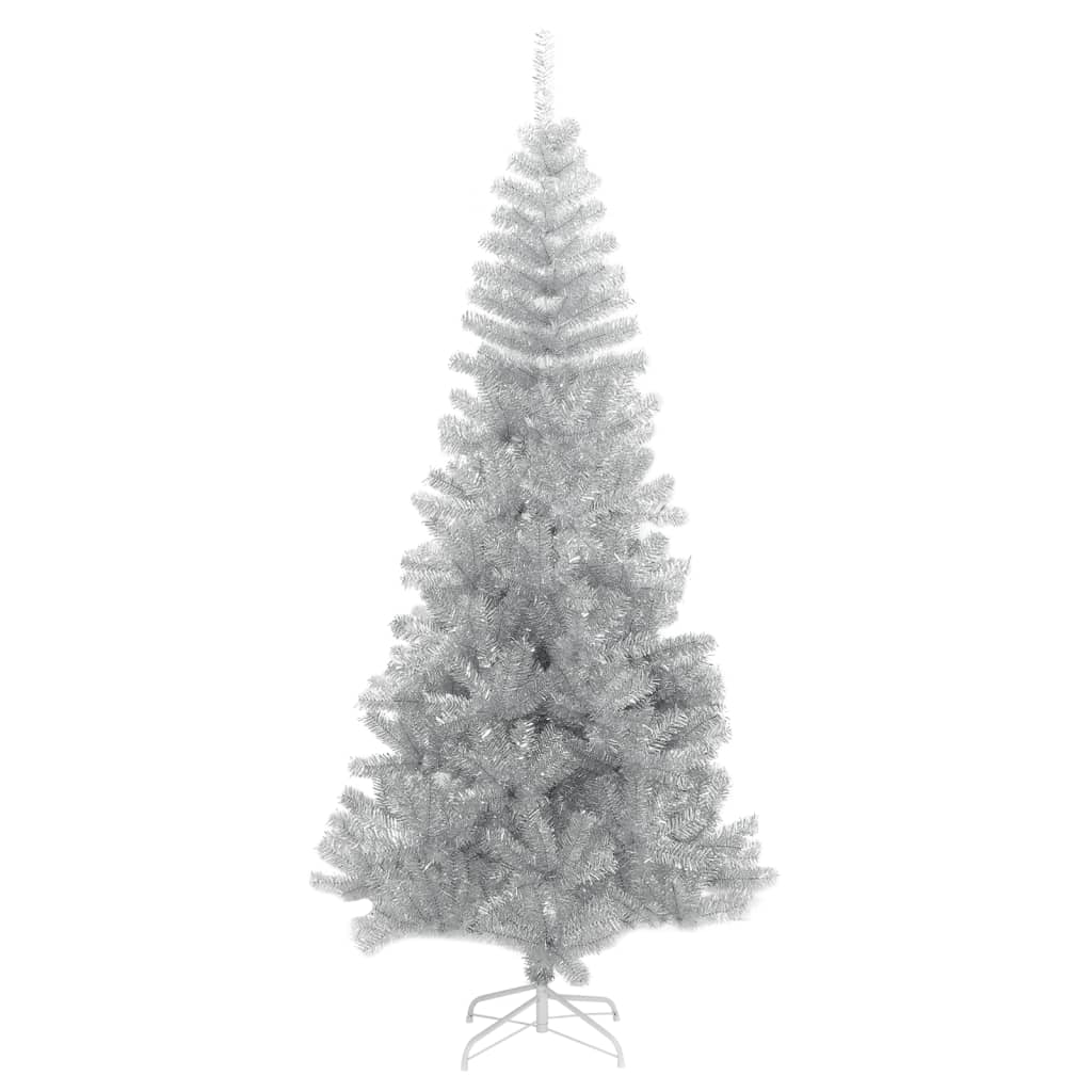 vidaXL شجرة كريسماس صناعية مع حامل فضي 210 سم PET