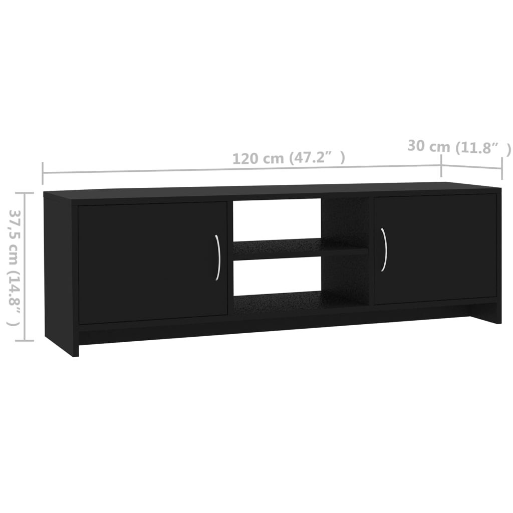 vidaXL خزانة تلفزيون أسود 120×30×37.5 سم خشب مضغوط