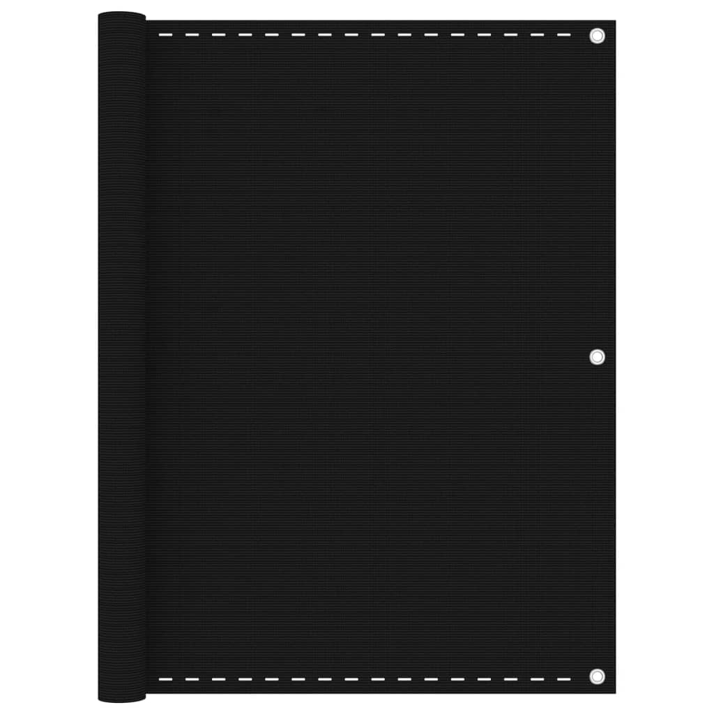 vidaXL ساتر شرفة أسود 120×600 سم HDPE